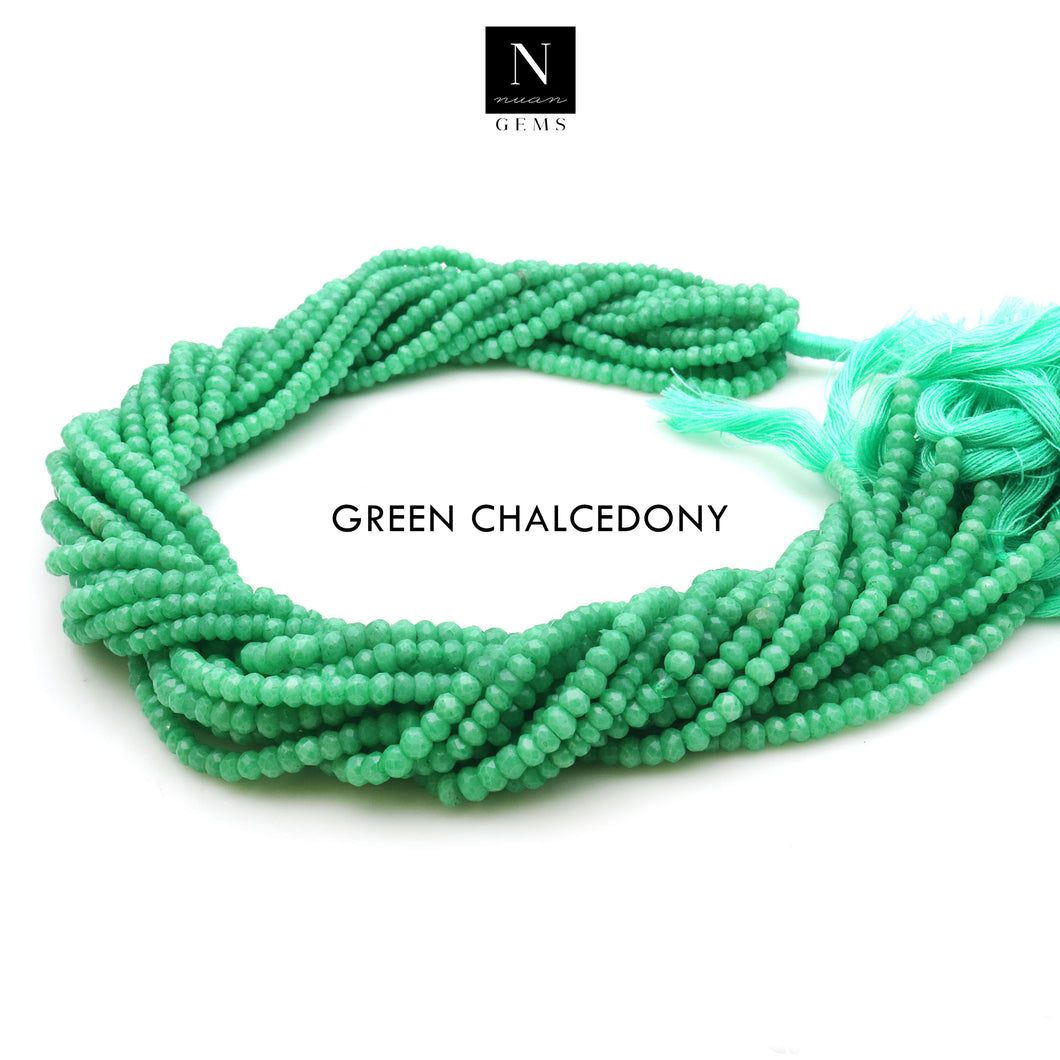 Green Chalcedony Rondelle Gemstone Beads | Jewellery making Beads | Natural Gemstone | Bead Necklace | Bead Bracelet | Wholesale Beads
