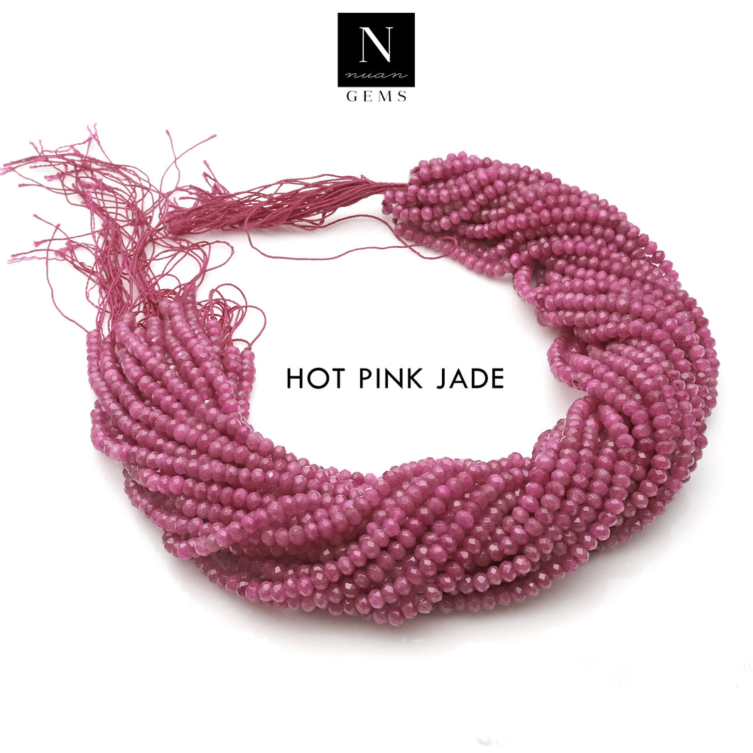Hot Pink Jade Rondelle Gemstone Beads | Jewellery making Beads | Natural Gemstone | Bead Necklace | Bead Bracelet | Wholesale Beads