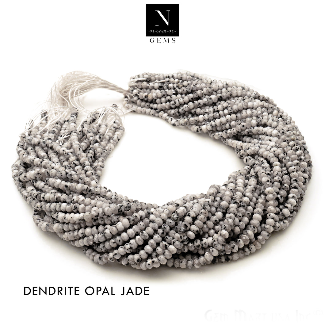 Dendrite Opal Jade Rondelle Gemstone Beads | Jewellery making Beads | Natural Gemstone | Bead Necklace | Bead Bracelet | Wholesale Beads