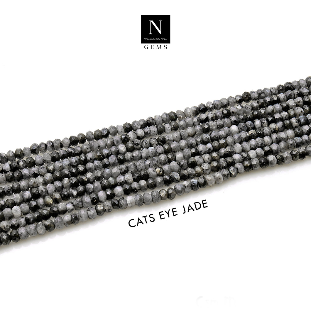 Cats Eye Jade Rondelle Gemstone Beads | Jewellery making Beads | Natural Gemstone | Bead Necklace | Bead Bracelet | Wholesale Beads