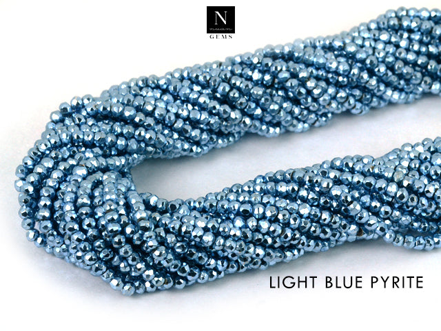 Light Blue Pyrite Rondelle Gemstone Beads | Jewellery making Beads | Natural Gemstone | Bead Necklace | Bead Bracelet | Wholesale Beads