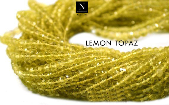 Lemon Topaz Rondelle Gemstone Beads | Jewellery making Beads | Natural Gemstone | Bead Necklace | Bead Bracelet | Wholesale Beads