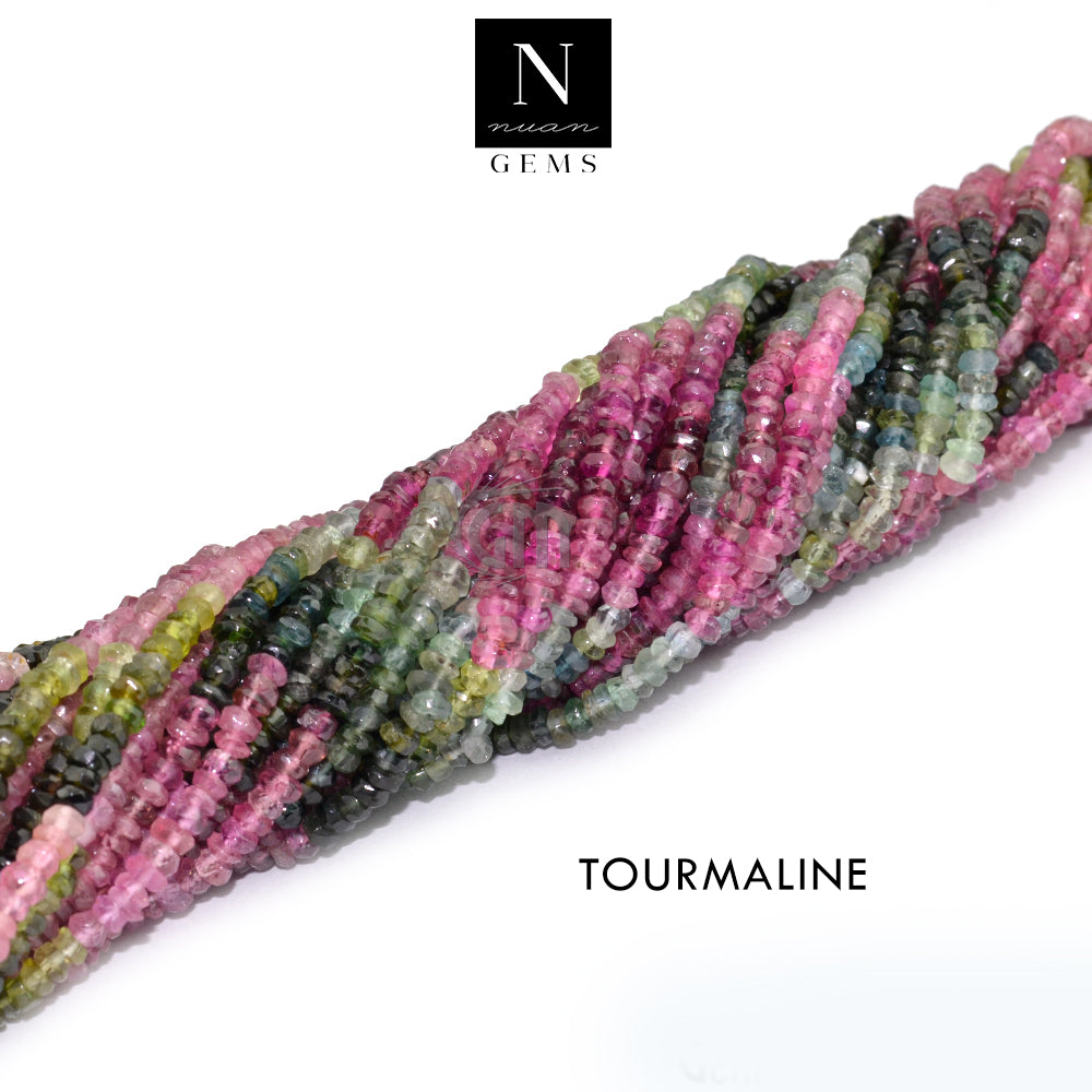 Tourmaline Rondelle Gemstone Beads | Jewellery making Beads | Natural Gemstone | Bead Necklace | Bead Bracelet | Wholesale Beads
