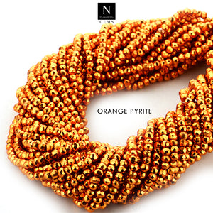Orange Pyrite Rondelle Gemstone Beads | Jewellery making Beads | Natural Gemstone | Bead Necklace | Bead Bracelet | Wholesale Beads