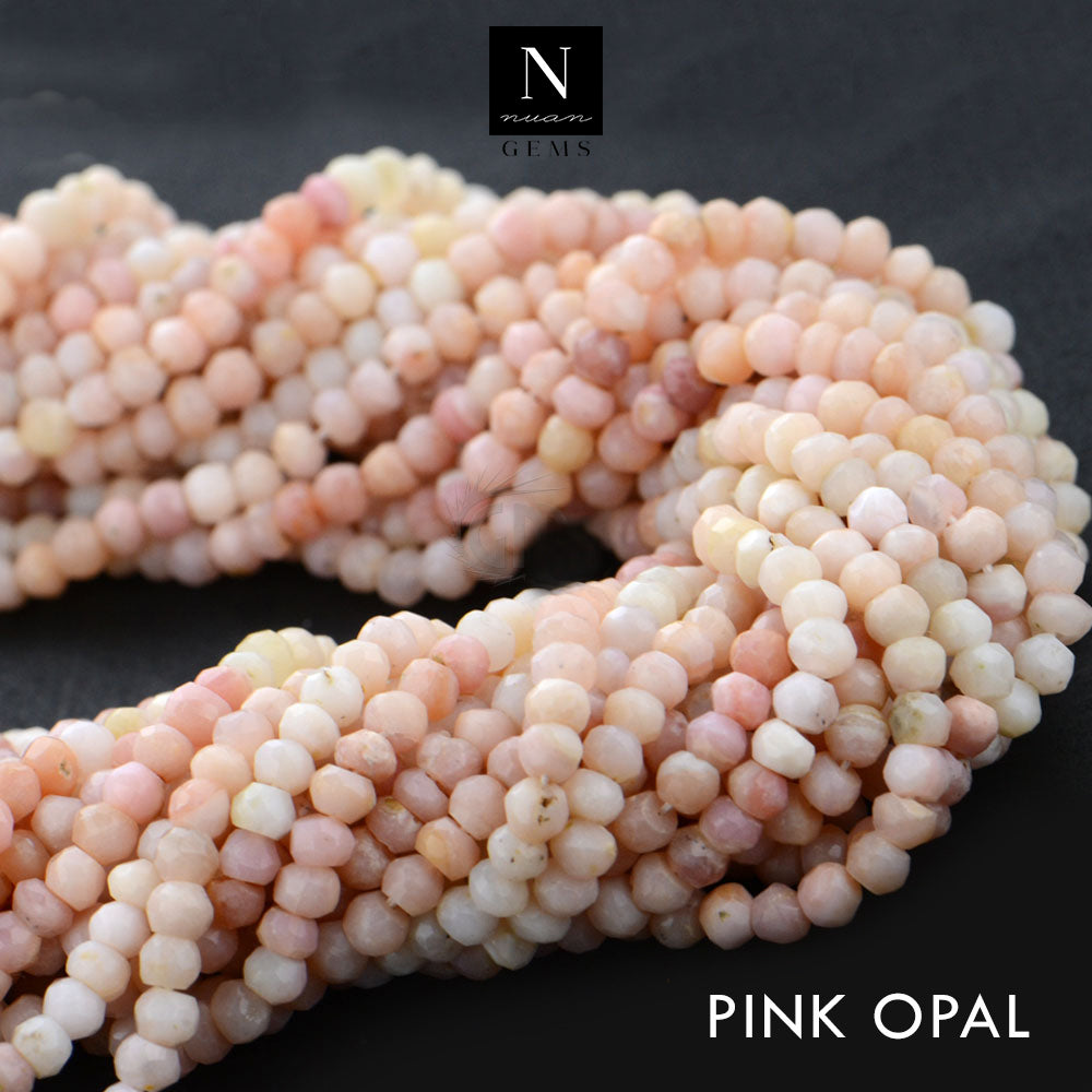 Pink Opal Rondelle Gemstone Beads | Jewellery making Beads | Natural Gemstone | Bead Necklace | Bead Bracelet | Wholesale Beads