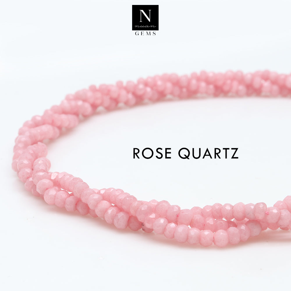 Rose Quartz Rondelle Gemstone Beads | Jewellery making Beads | Natural Gemstone | Bead Necklace | Bead Bracelet | Wholesale Beads