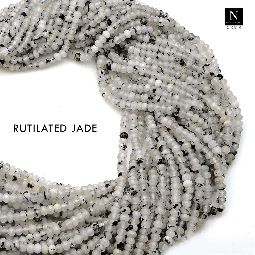 Rutilated Jade Rondelle Gemstone Beads | Jewellery making Beads | Natural Gemstone | Bead Necklace | Bead Bracelet | Wholesale Beads