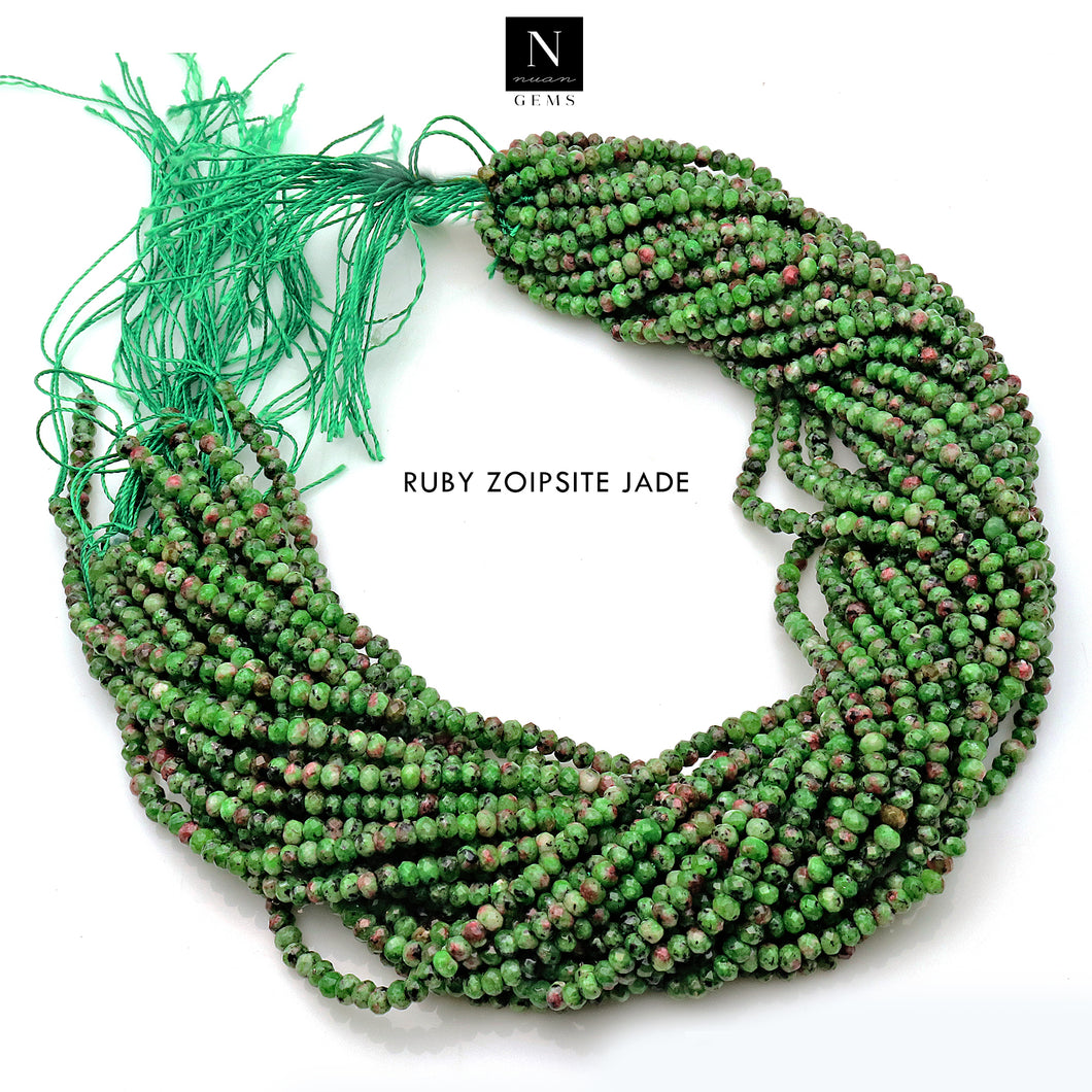 Ruby Zoipsite Jade Rondelle Gemstone Beads | Jewellery making Beads | Natural Gemstone | Bead Necklace | Bead Bracelet | Wholesale Beads