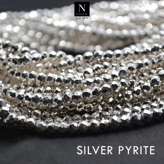 Silver Pyrite Rondelle Gemstone Beads | Jewellery making Beads | Natural Gemstone | Bead Necklace | Bead Bracelet | Wholesale Beads