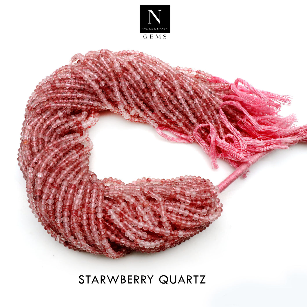 Starwberry Quartz Rondelle Gemstone Beads | Jewellery making Beads | Natural Gemstone | Bead Necklace | Bead Bracelet | Wholesale Beads