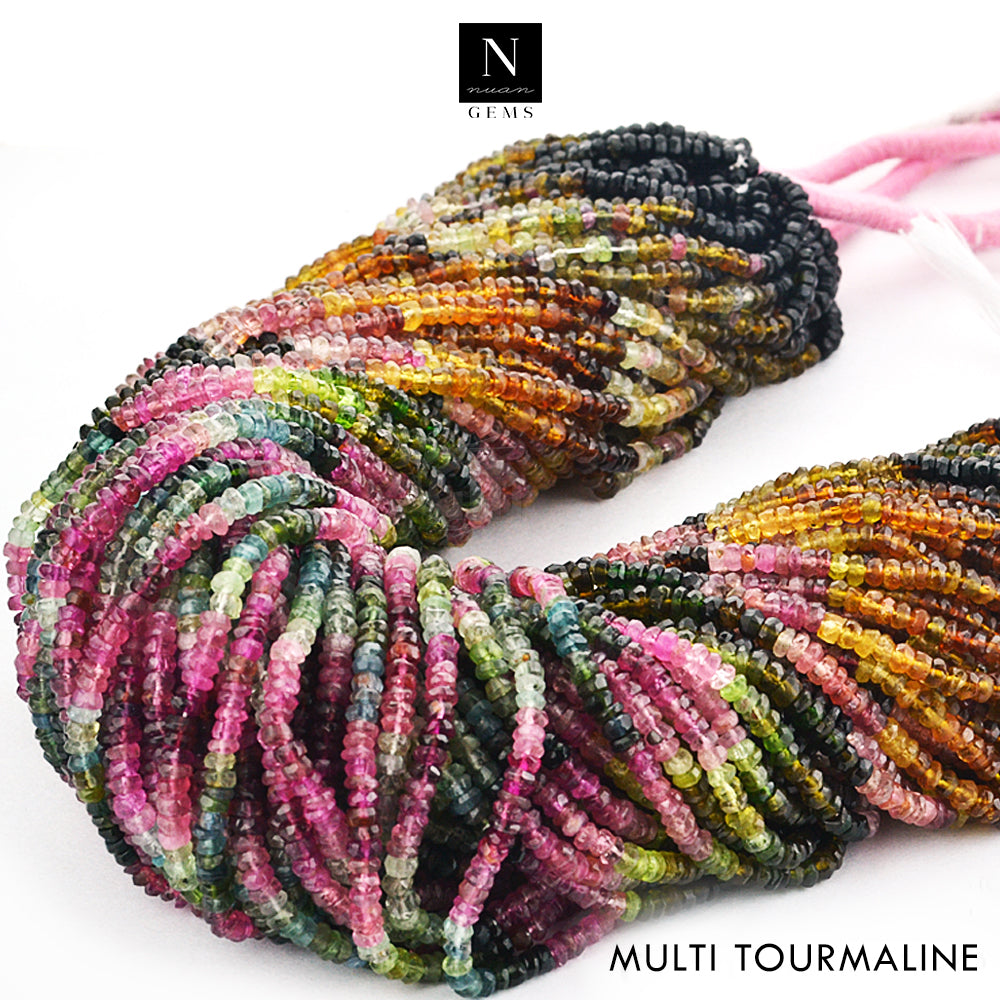 Multi Tourmaline Rondelle Gemstone Beads | Jewellery making Beads | Natural Gemstone | Bead Necklace | Bead Bracelet | Wholesale Beads
