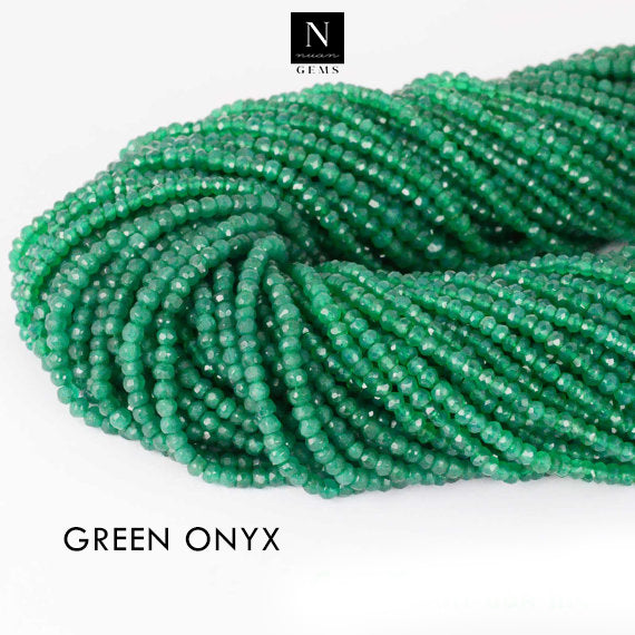 Green Onyx Rondelle Gemstone Beads | Jewellery making Beads | Natural Gemstone | Bead Necklace | Bead Bracelet | Wholesale Beads