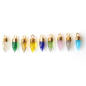 5PC Bullet Shape Natural Gemstone Pendant | Gold Plated Wholesale Gemstone Beads | Faceted Bullet Shape Pendant Necklace | Chain Pendants