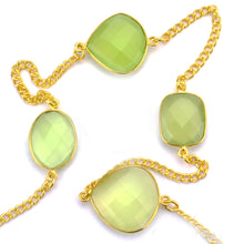 Load image into Gallery viewer, Green Chalcedony 15mm Mix Shape Gold Plated Wholesale Connector Rosary Chain

