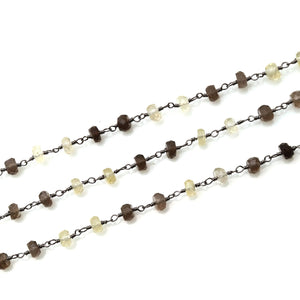 Multi Color Gemstone Faceted Large Beads 5-6mm Oxidized Rosary Chain