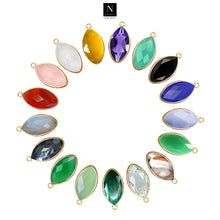 Load image into Gallery viewer, 10pc Set Marquise Birthstone Single Bail Gold Plated Bezel Link Gemstone Connectors 10x20mm
