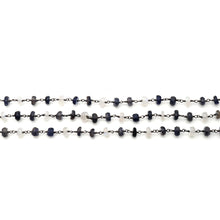 Load image into Gallery viewer, Iolite With Rainbow Faceted Large Beads 5-6mm Oxidized Rosary Chain
