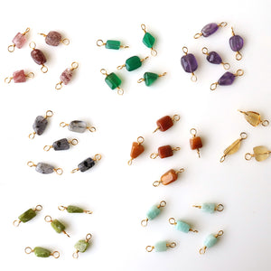 5PC Free-Form Gemstone Bead Connectors | Gold Plated Wire Wrapped Double Bail Natural Crystal Beads, Gemstone Bracelet, wholesale Gemstone Beads.