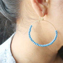 Load image into Gallery viewer, 5 Pairs Gemstone Round Hoop Earrings | Faceted Gemstone Beads Gold Plated Womens Hoop Earrings | Birthstone Charms &amp; Penants | Crystal Beads
