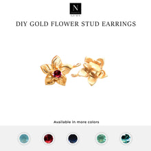 Load image into Gallery viewer, 5 Pair Gold Plated Flower Shape 13x11mm Single Bail Stud Earring
