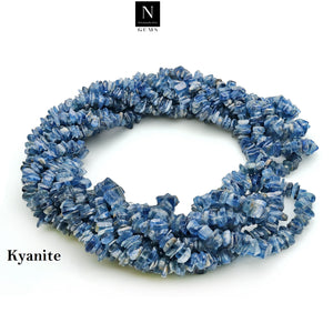 5 Strands Kyanite Gemstone Chip beads | Bead Necklace | Free Form Nugget Chips | Gemstone Chips | Long Bead Strand