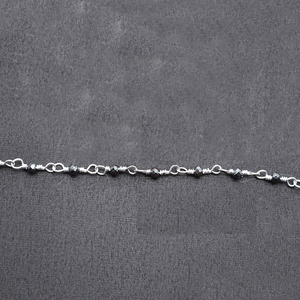 5ft Black Pyrite 2-2.5mm Silver Wire Wrapped Beads Rosary | Gemstone Rosary Chain | Wholesale Chain Faceted Crystal