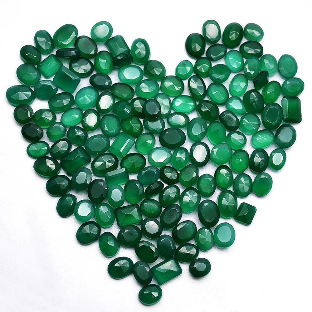 50CT Green Onyx Faceted Loose Gemstones