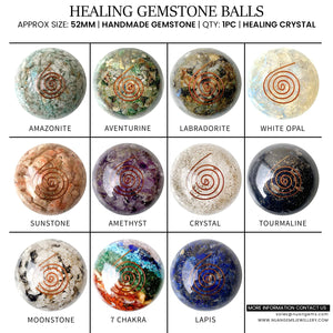 5PC Natural Healing Gemstone Balls | Orgone Chakra Ball | 52mm