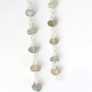 Labradorite Faceted Bead Rosary Chain 3-3.5mm Sterling Silver Bead Rosary 5FT
