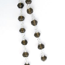 Load image into Gallery viewer, Smokey Topaz Faceted Bead Rosary Chain 3-3.5mm Sterling Silver Bead Rosary 5FT
