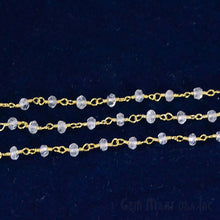 Load image into Gallery viewer, Crystal Faceted Bead Rosary Chain 3-3.5mm Gold Plated Bead Rosary 5FT
