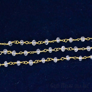 Crystal Faceted Bead Rosary Chain 3-3.5mm Gold Plated Bead Rosary 5FT