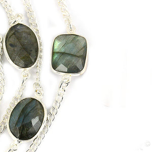 Labradorite 10-15mm Mix Shape Silver Plated Wholesale Connector Rosary Chain