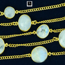 Load image into Gallery viewer, Natural Rainbow 10-15mm Mix Shape Gold Plated Wholesale Connector Rosary Chain
