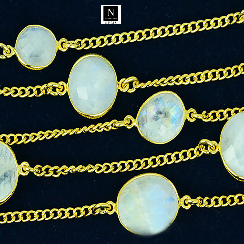 Natural Rainbow 10-15mm Mix Shape Gold Plated Wholesale Connector Rosary Chain