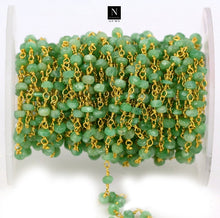 Load image into Gallery viewer, Emerald Faceted Bead Rosary Chain 3-3.5mm Gold Plated Bead Rosary 5FT
