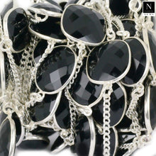 Load image into Gallery viewer, Black Onyx 10-15mm Mix Shape Silver Plated Wholesale Connector Rosary Chain
