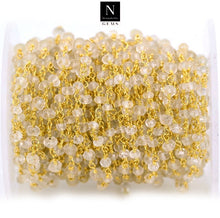 Load image into Gallery viewer, Crystal Faceted Bead Rosary Chain 3-3.5mm Gold Plated Bead Rosary 5FT
